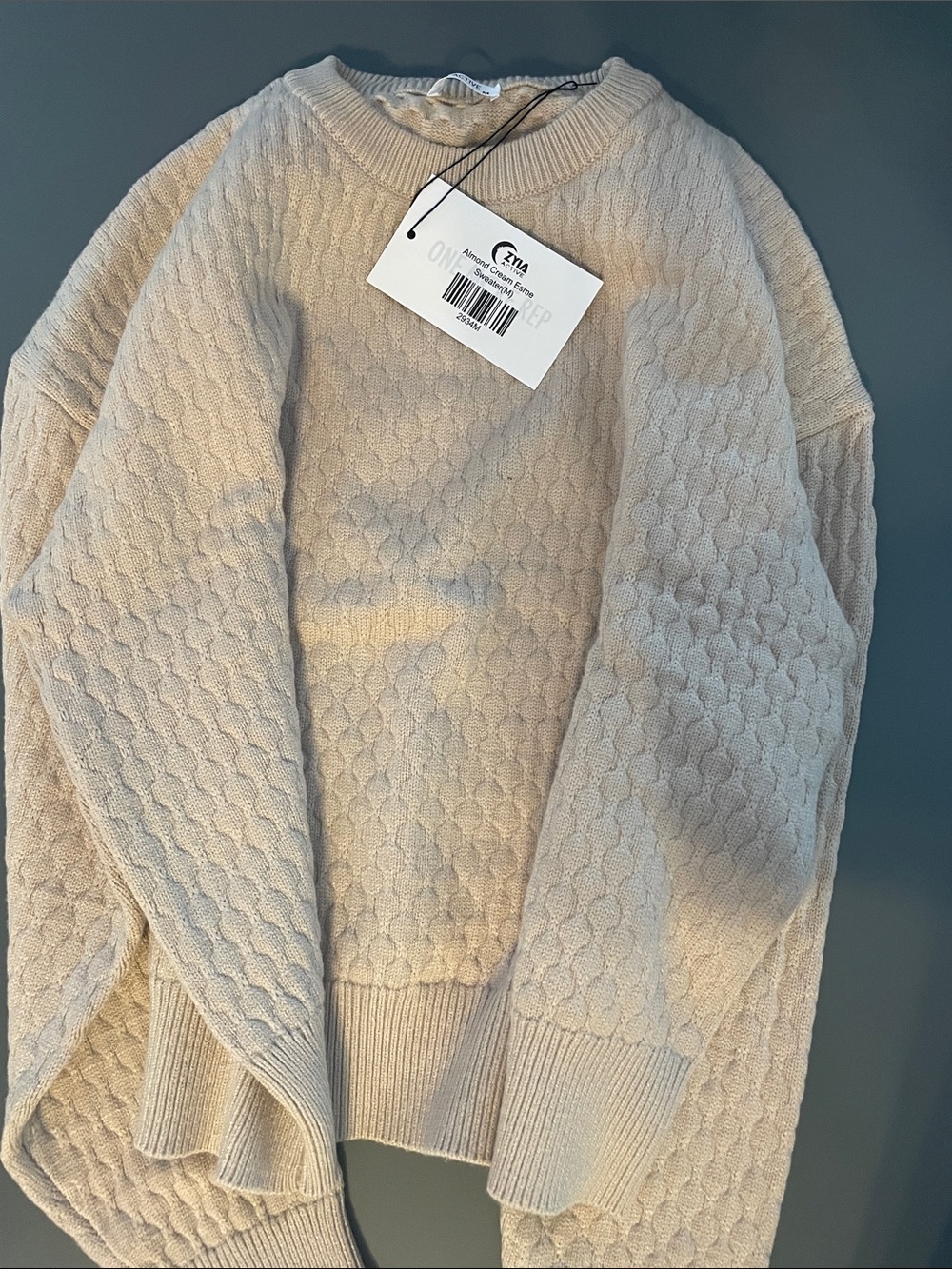 ZYIA Cream Textured Crewneck Sweater